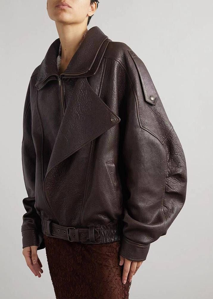 Harper Brooklyn | Oversized Leather Bomber Jacket