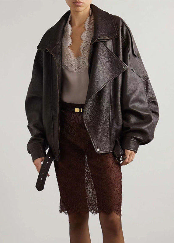Harper Brooklyn | Oversized Leather Bomber Jacket