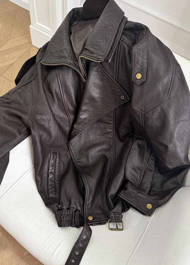 Harper Brooklyn | Oversized Leather Bomber Jacket