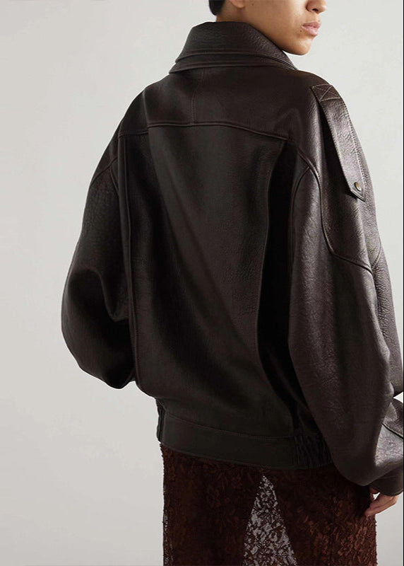 Harper Brooklyn | Oversized Leather Bomber Jacket
