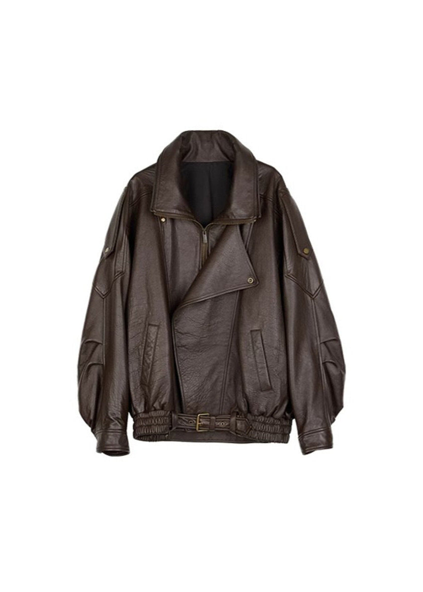 Harper Brooklyn | Oversized Leather Bomber Jacket