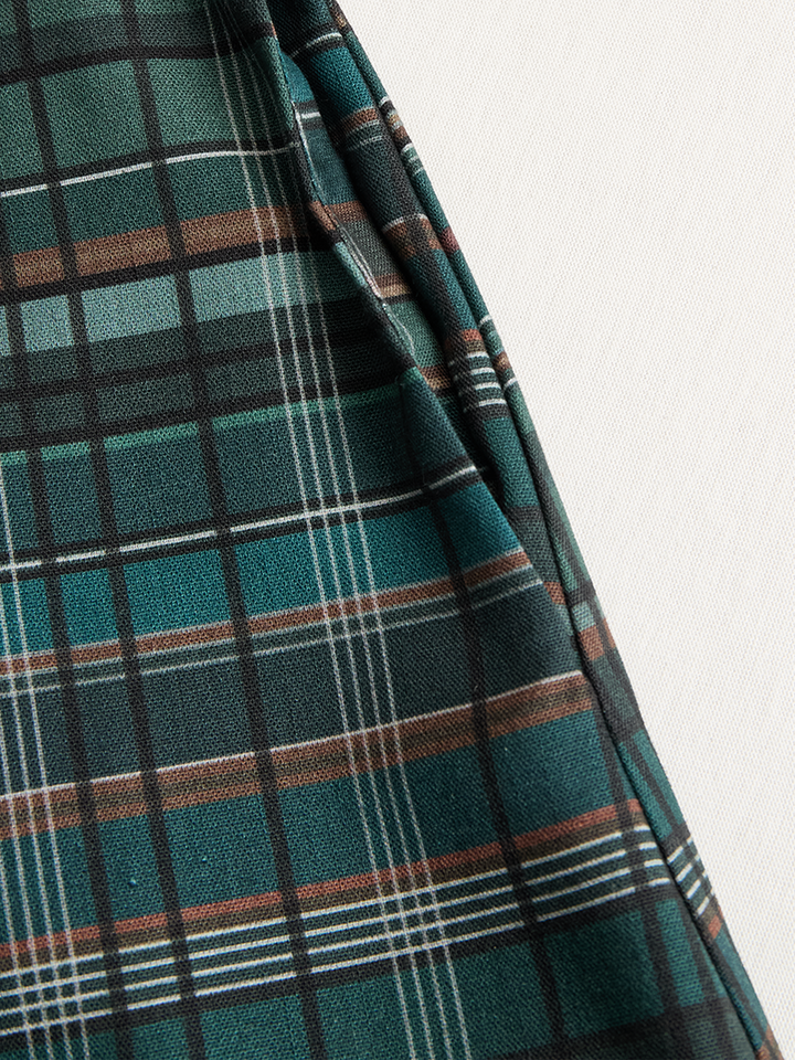 Harper Brooklyn | Plaid Lapel Single-Breasted Maxi Dress