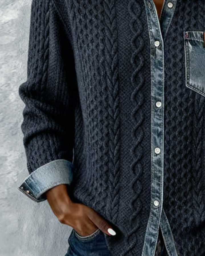 Harper Brooklyn | Long-Sleeve Shirt in Denim Patchwork