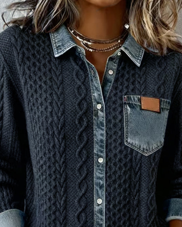 Harper Brooklyn | Long-Sleeve Shirt in Denim Patchwork