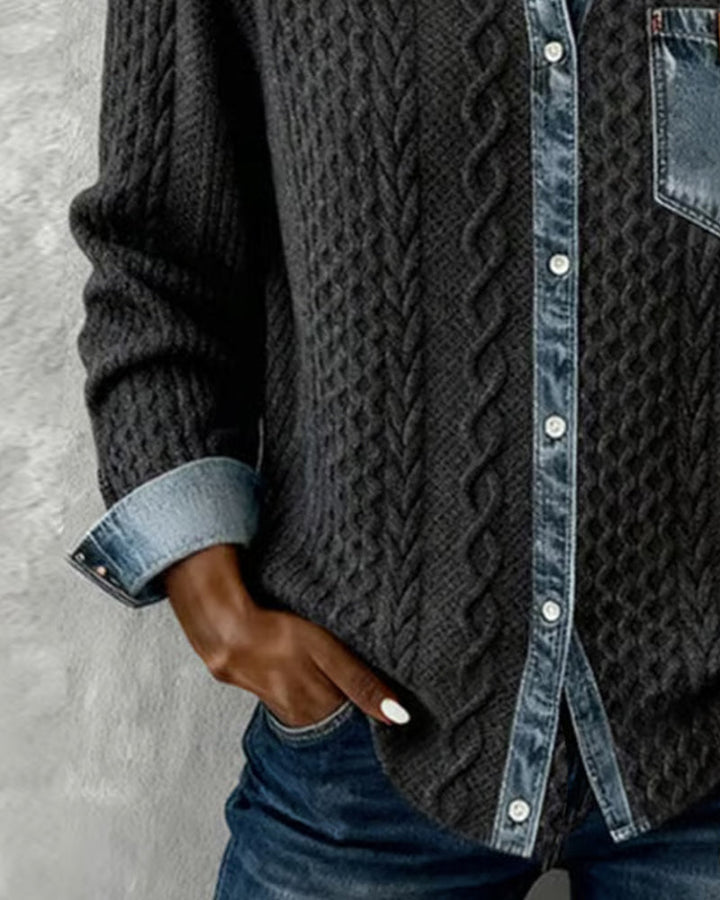 Harper Brooklyn | Long-Sleeve Shirt in Denim Patchwork