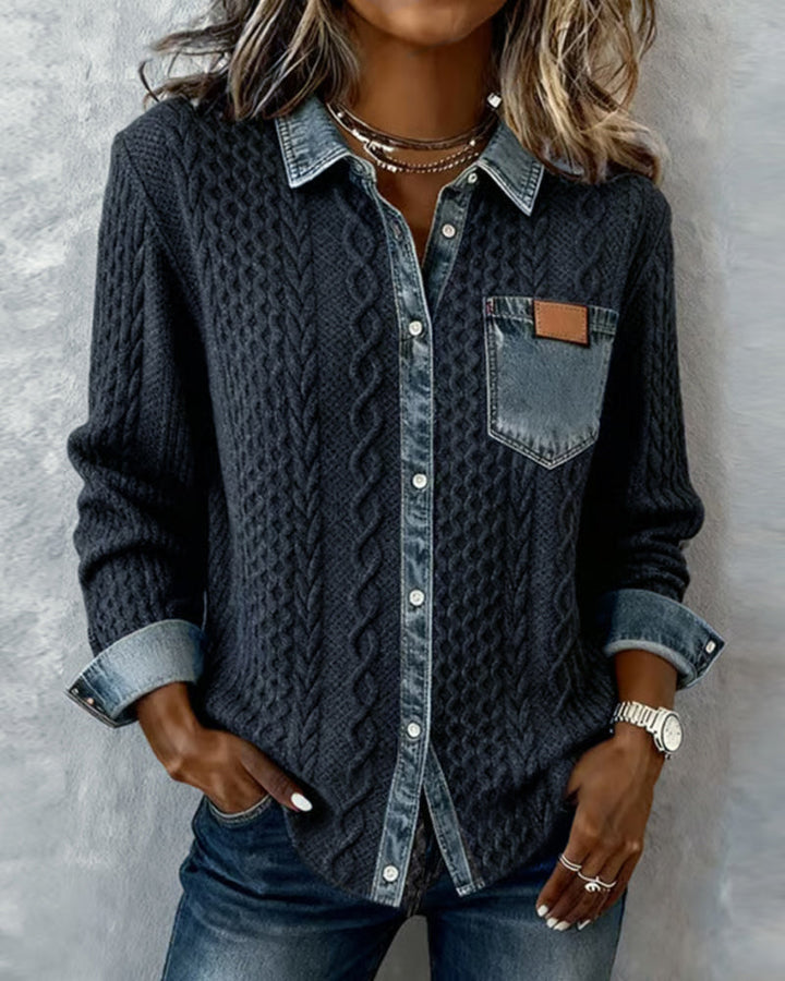 Harper Brooklyn | Long-Sleeve Shirt in Denim Patchwork
