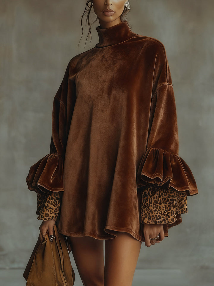 Harper Brooklyn| Mini Dress, Velvet, Flounce Sleeve