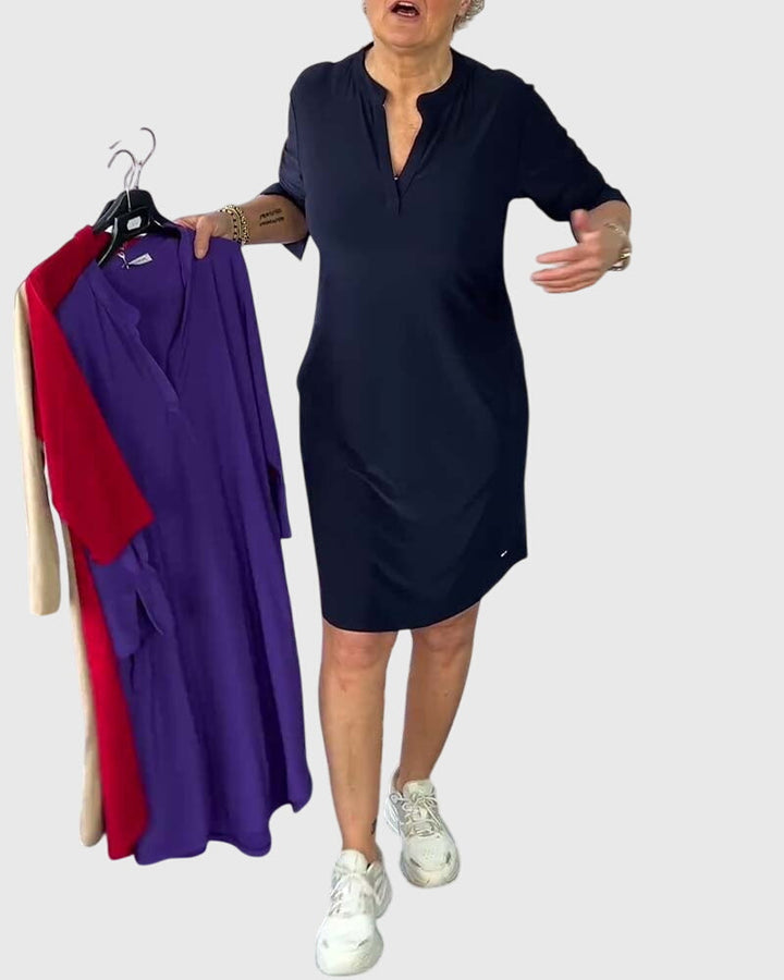 Harper Brooklyn | Solid V-Neck Dress