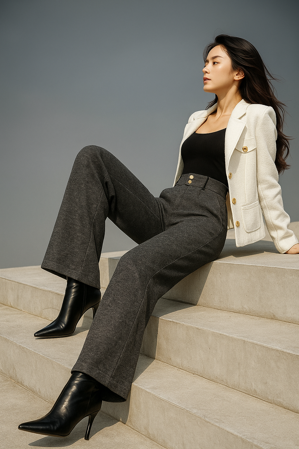 Harper Brooklyn| Wool Wide-Leg Trousers