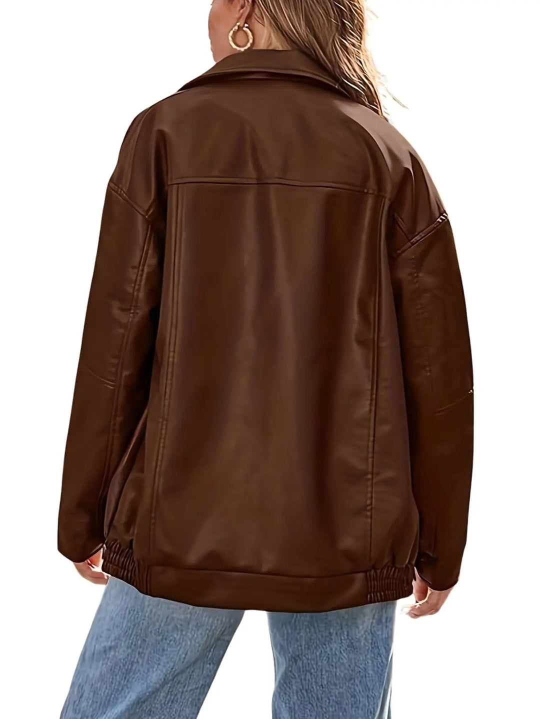 Harper Brooklyn | Women's Classic Oversized Leather Bomber Jacket
