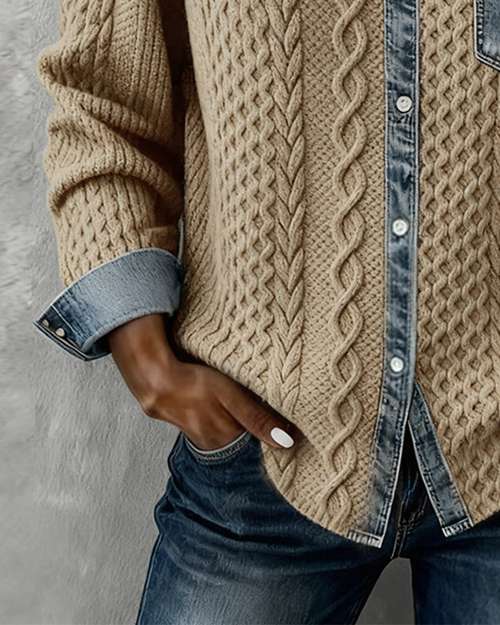 Harper Brooklyn | Long-Sleeve Shirt in Denim Patchwork