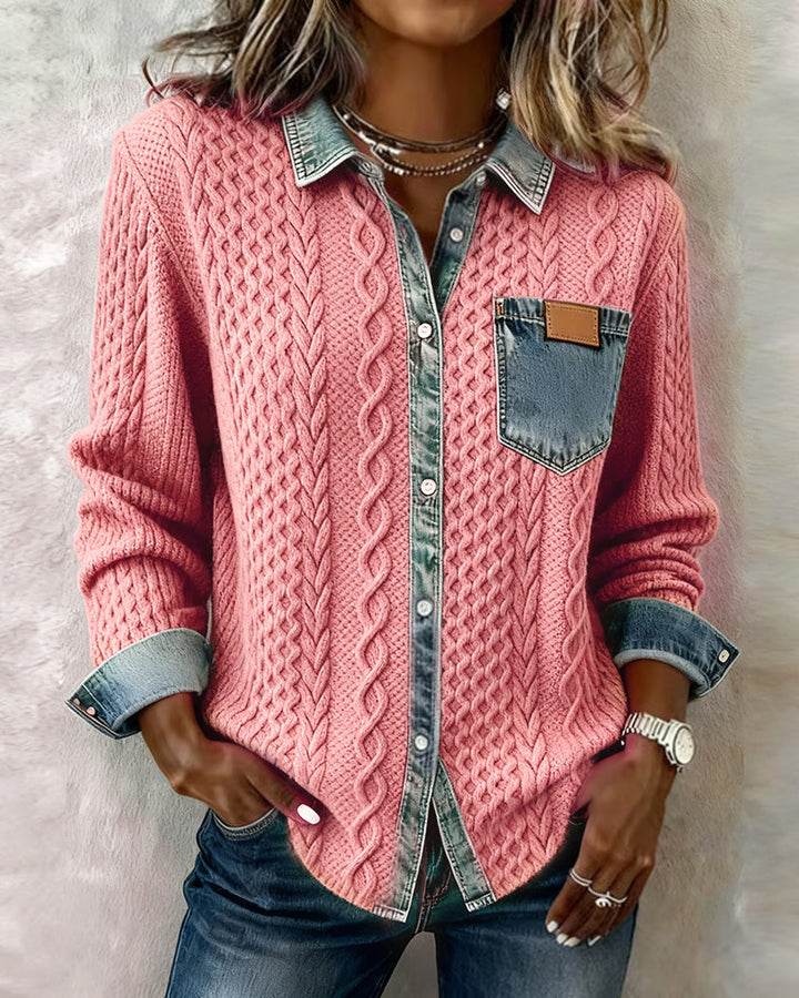 Harper Brooklyn | Long-Sleeve Shirt in Denim Patchwork