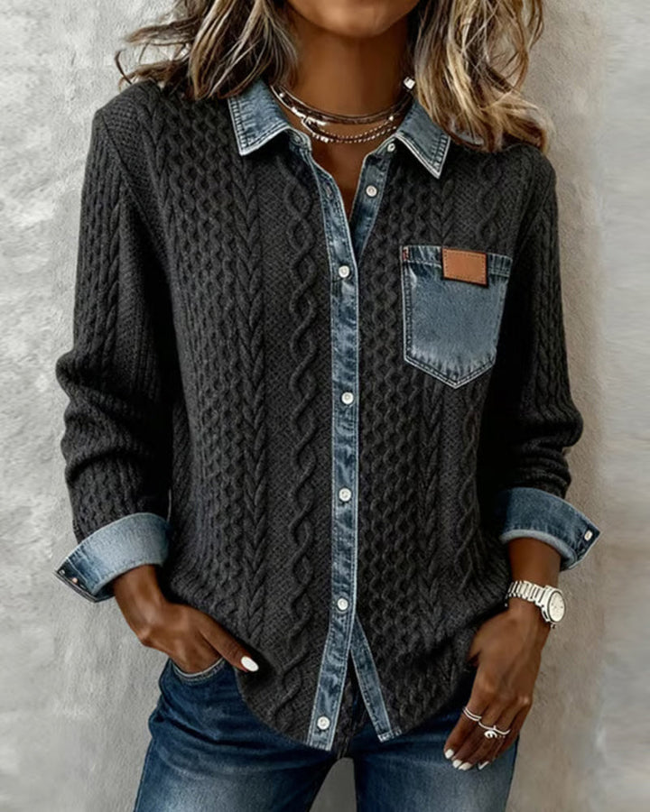 Harper Brooklyn | Long-Sleeve Shirt in Denim Patchwork