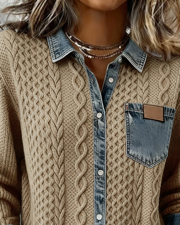 Harper Brooklyn | Long-Sleeve Shirt in Denim Patchwork