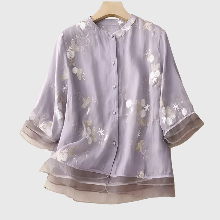 Harper Brooklyn | Top with Embroidered Flowers