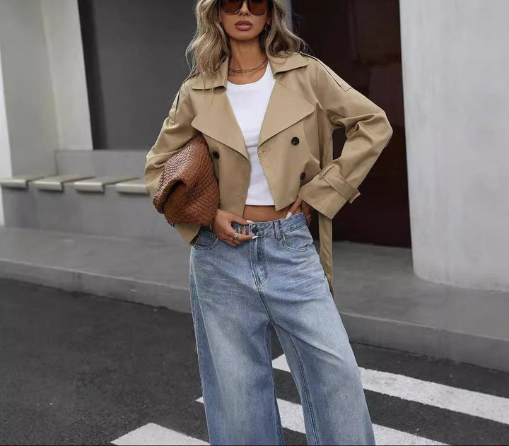 Harper Brooklyn | Cropped Double-Breasted Trench Jacket