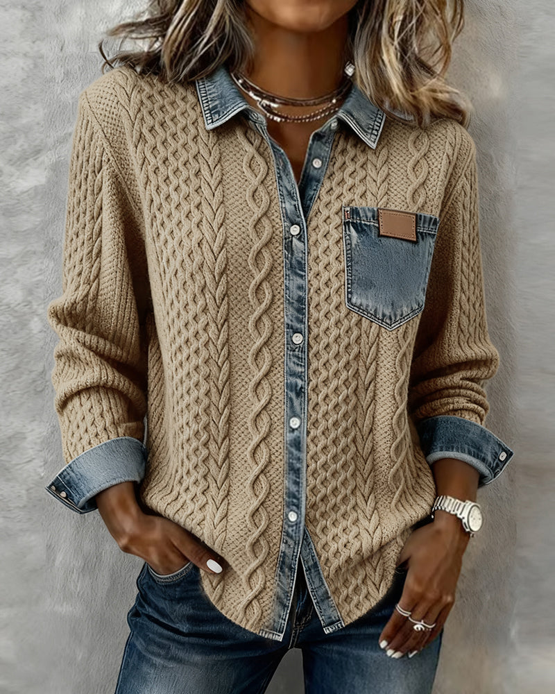 Harper Brooklyn | Long-Sleeve Shirt in Denim Patchwork