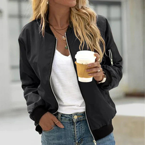 Harper Brooklyn | Women's Casual Zip Up Bomber Jacket