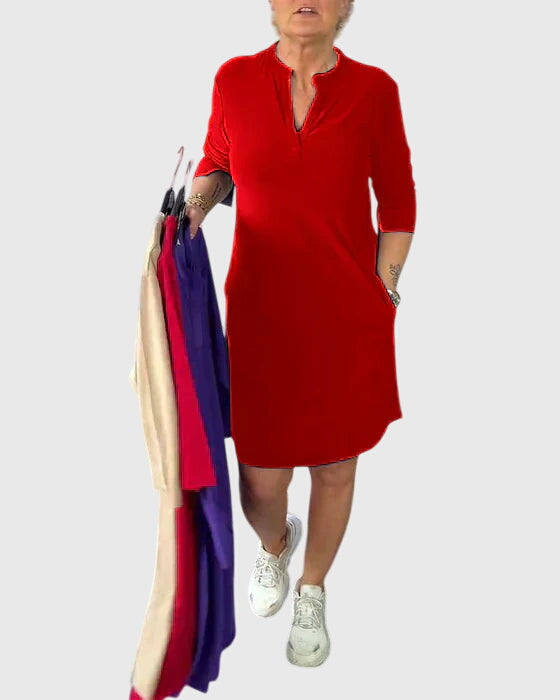 Harper Brooklyn | Solid V-Neck Dress