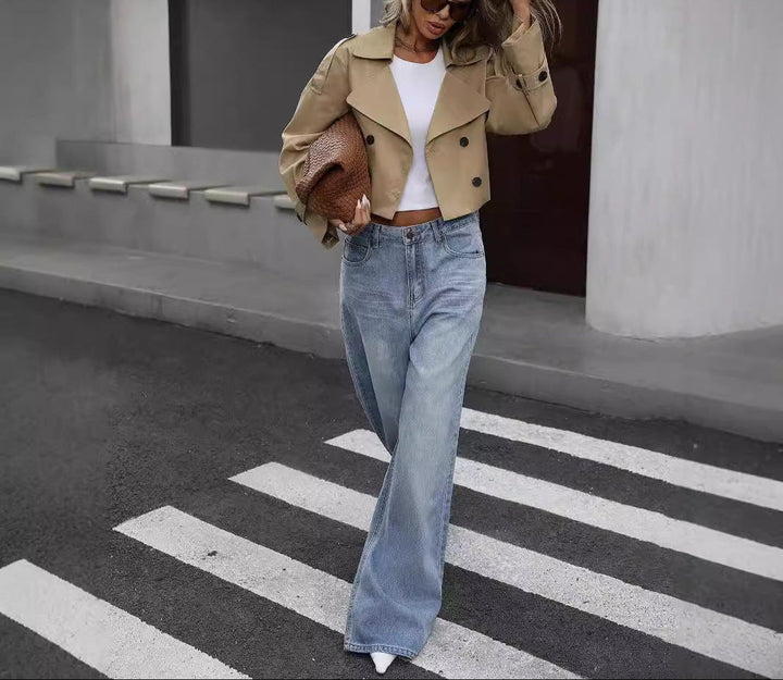 Harper Brooklyn | Cropped Double-Breasted Trench Jacket