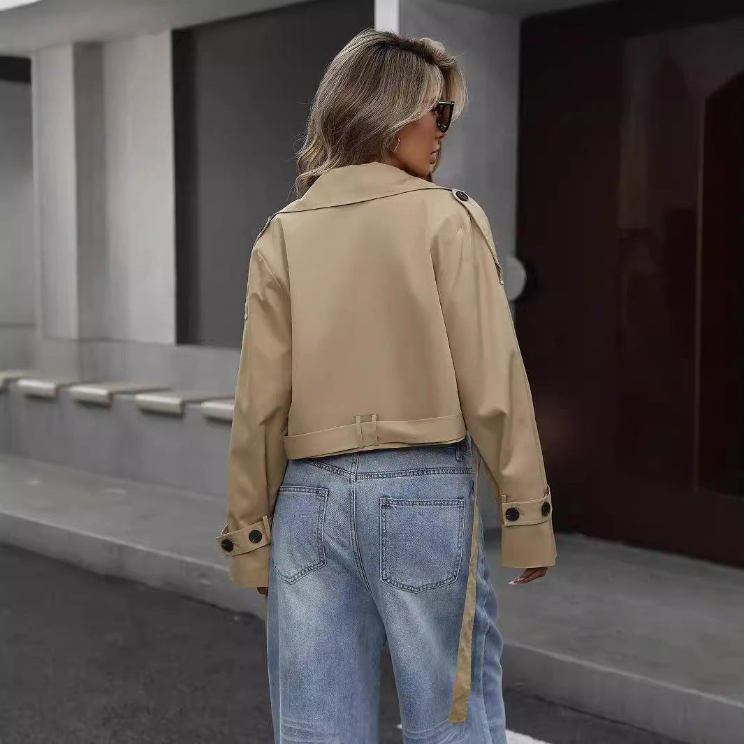 Harper Brooklyn | Cropped Double-Breasted Trench Jacket