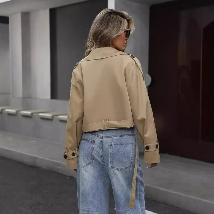 Harper Brooklyn | Cropped Double-Breasted Trench Jacket