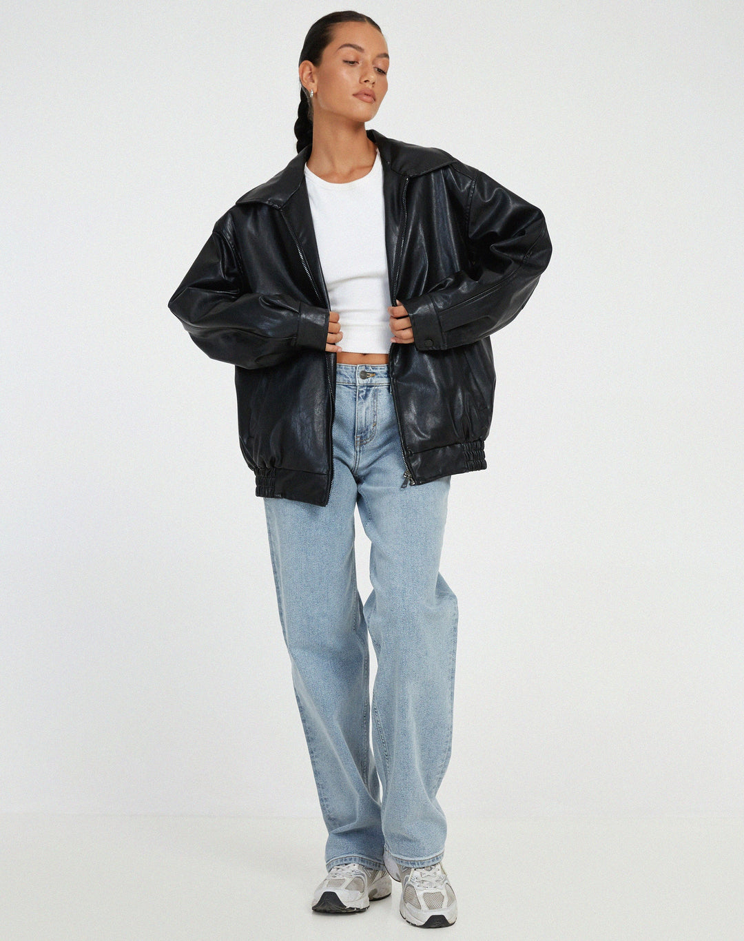 Harper Brooklyn | Women's Oversized Leather Bomber Jacket