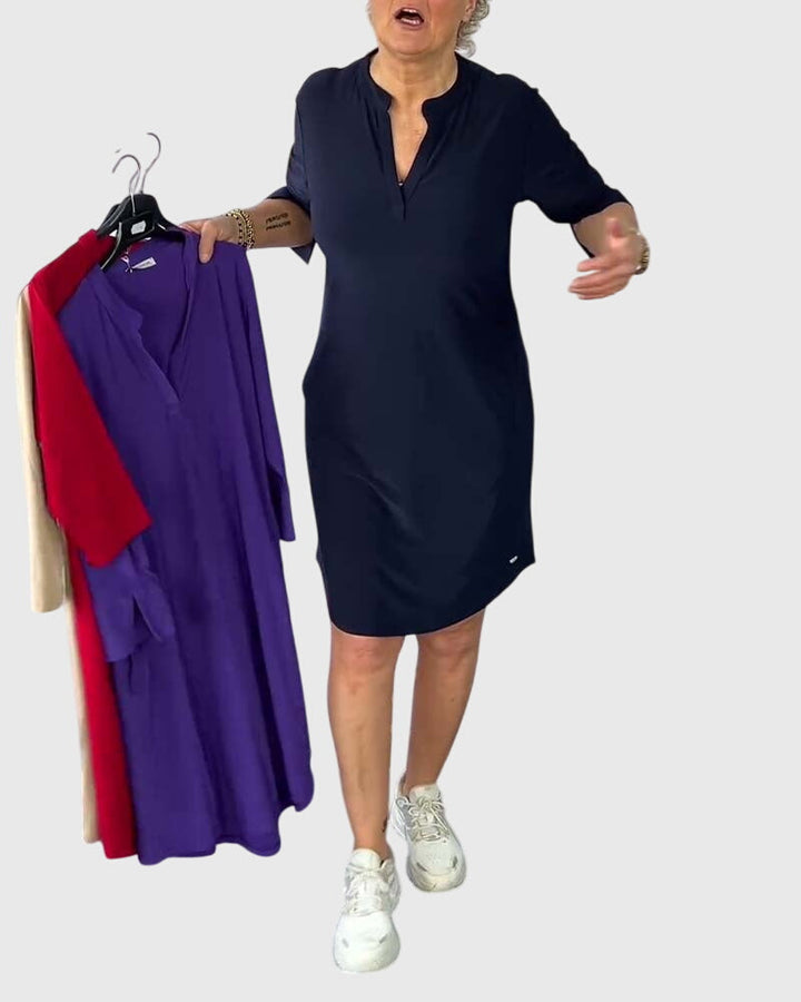 Harper Brooklyn | Solid V-Neck Dress