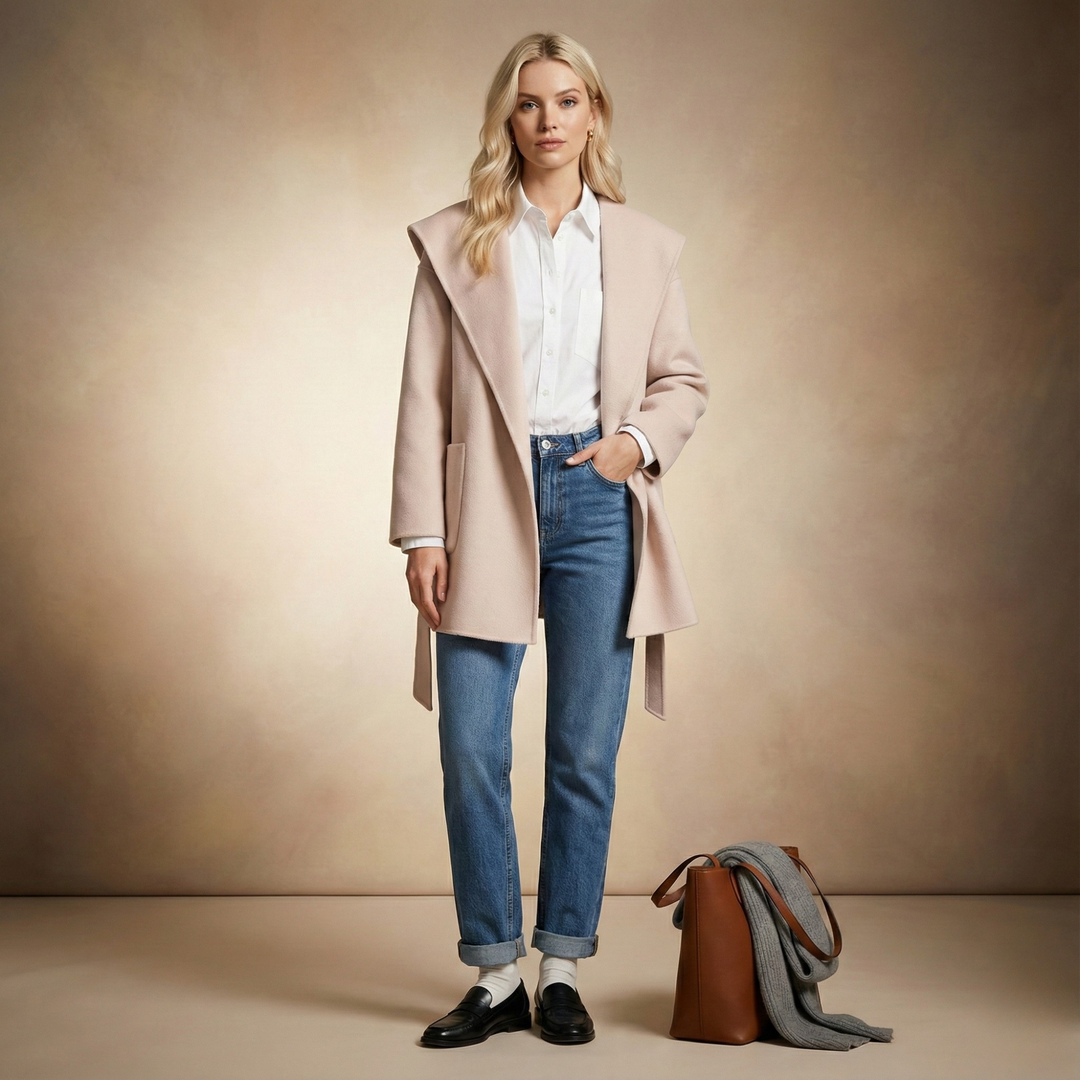 Harper Brooklyn | Long Pointed Coat in Camel Hair