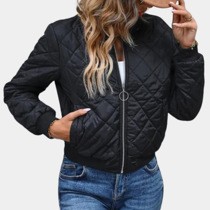 Harper Brooklyn | Women's Quilted Zip-Up Bomber Jacket