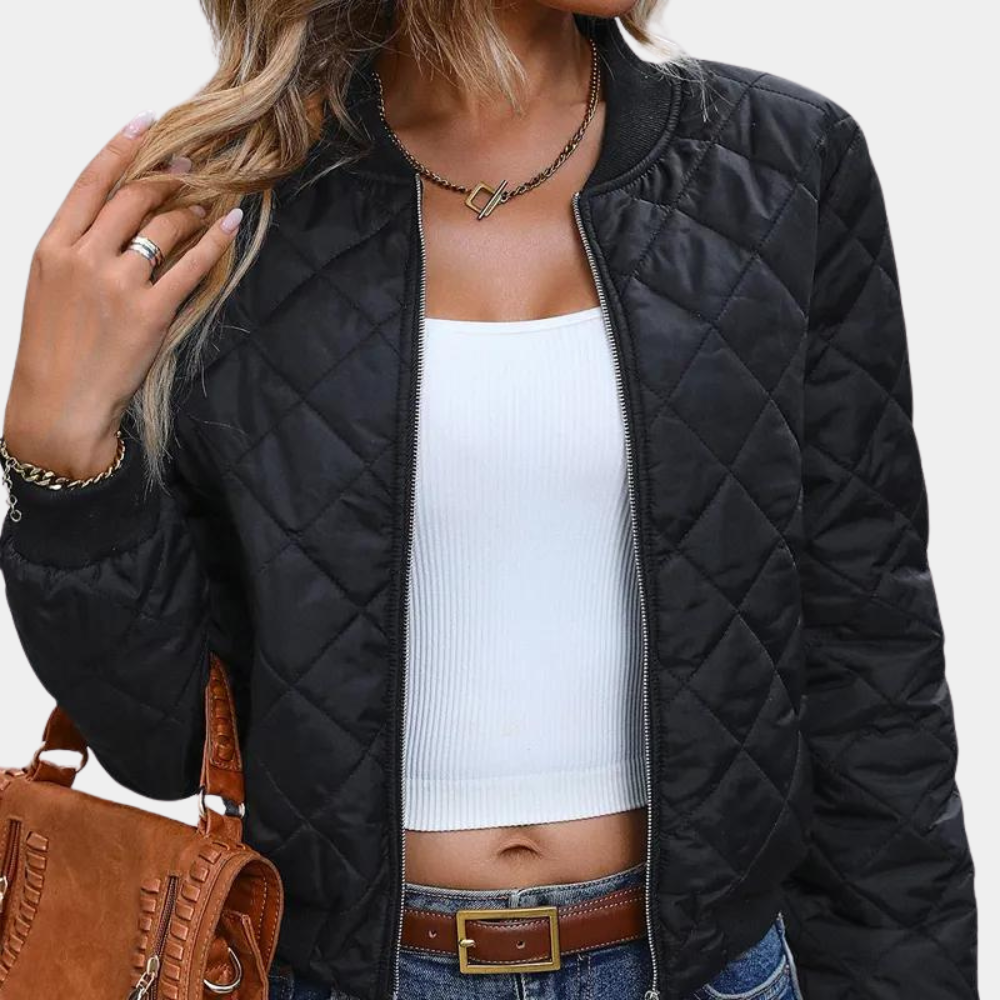 Harper Brooklyn | Women's Quilted Zip-Up Bomber Jacket