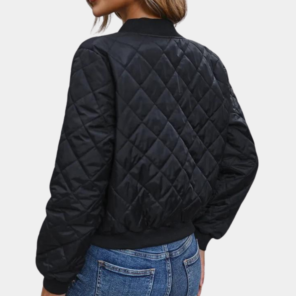 Harper Brooklyn | Women's Quilted Zip-Up Bomber Jacket