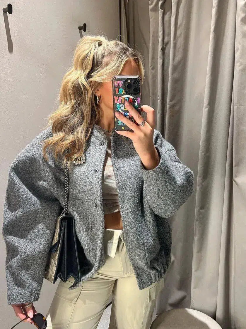 Harper Brooklyn | Fleece bomber jacket