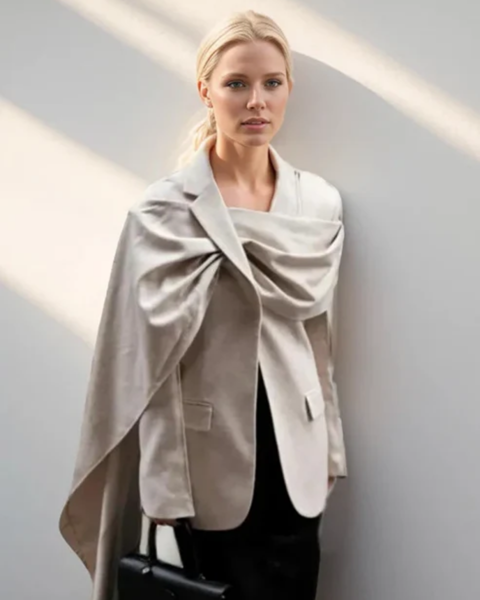 Harper Brooklyn | Asymmetrical Collar Scarf Blazer