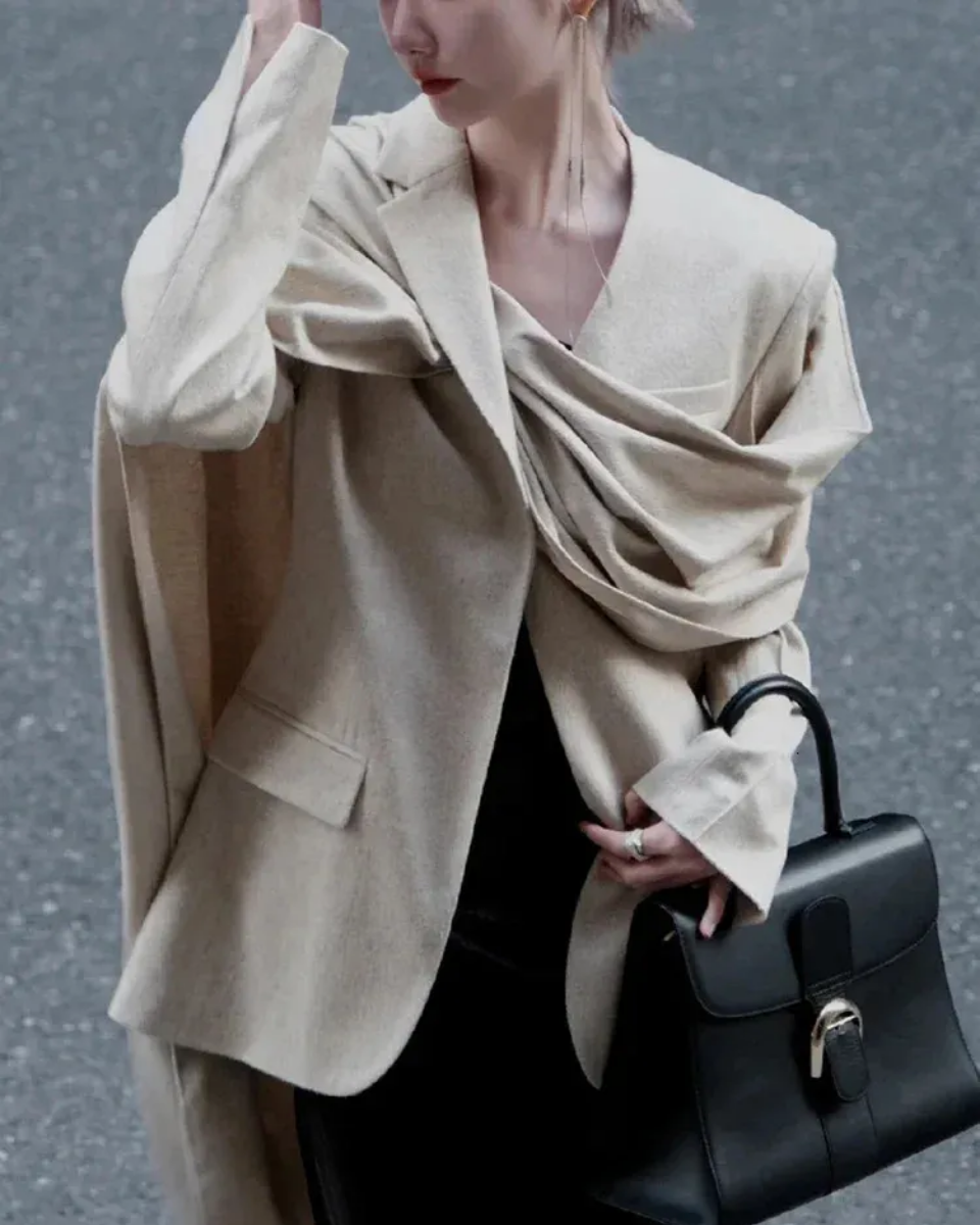 Harper Brooklyn | Asymmetrical Collar Scarf Blazer