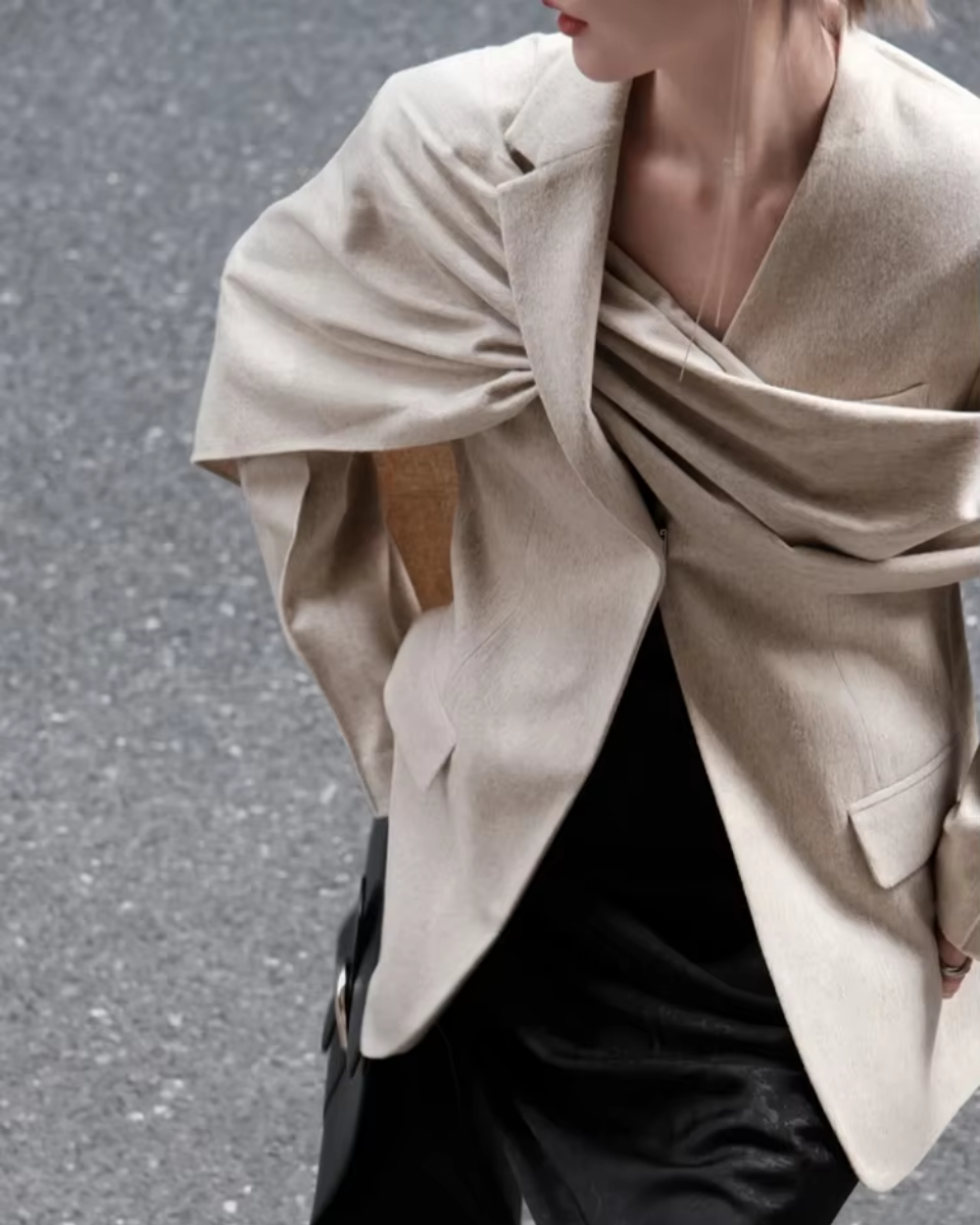 Harper Brooklyn | Asymmetrical Collar Scarf Blazer