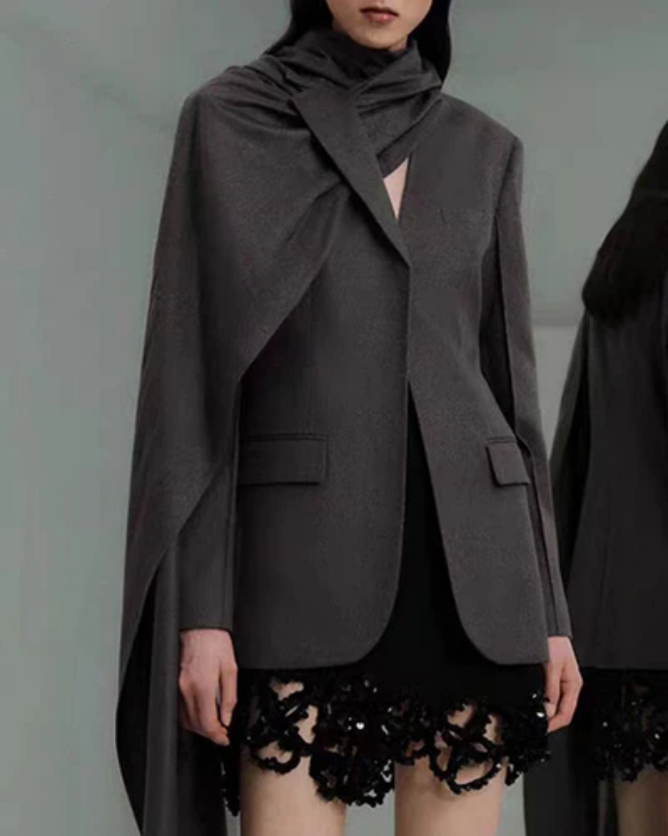 Harper Brooklyn | Asymmetrical Collar Scarf Blazer