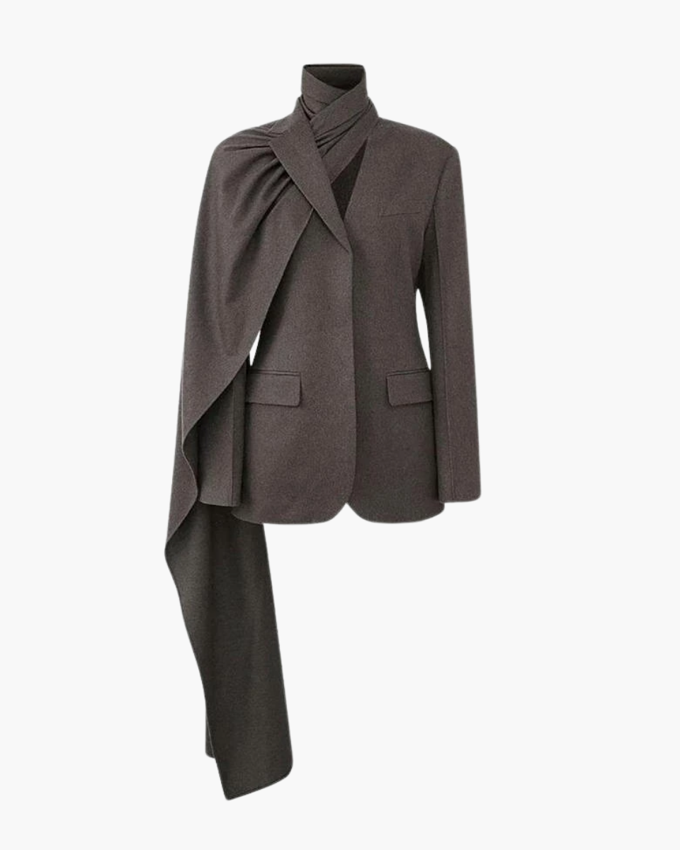 Harper Brooklyn | Asymmetrical Collar Scarf Blazer