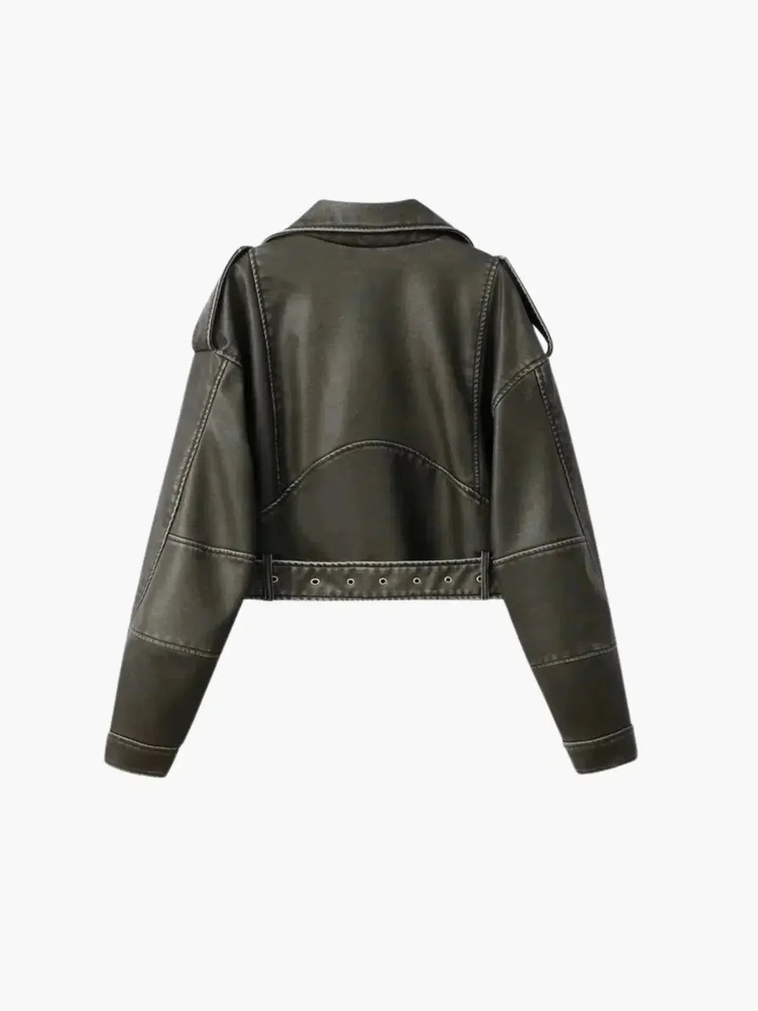 Harper Brooklyn | Cropped Fitted Belted Biker Jacket
