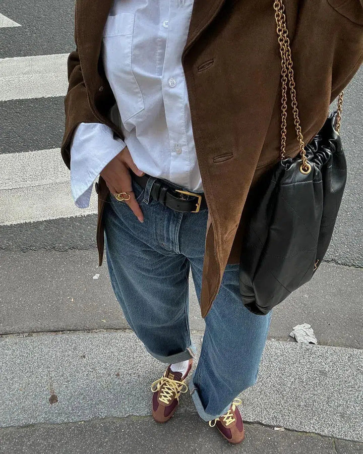 Harper Brooklyn | Structured Shoulders Suede Blazer