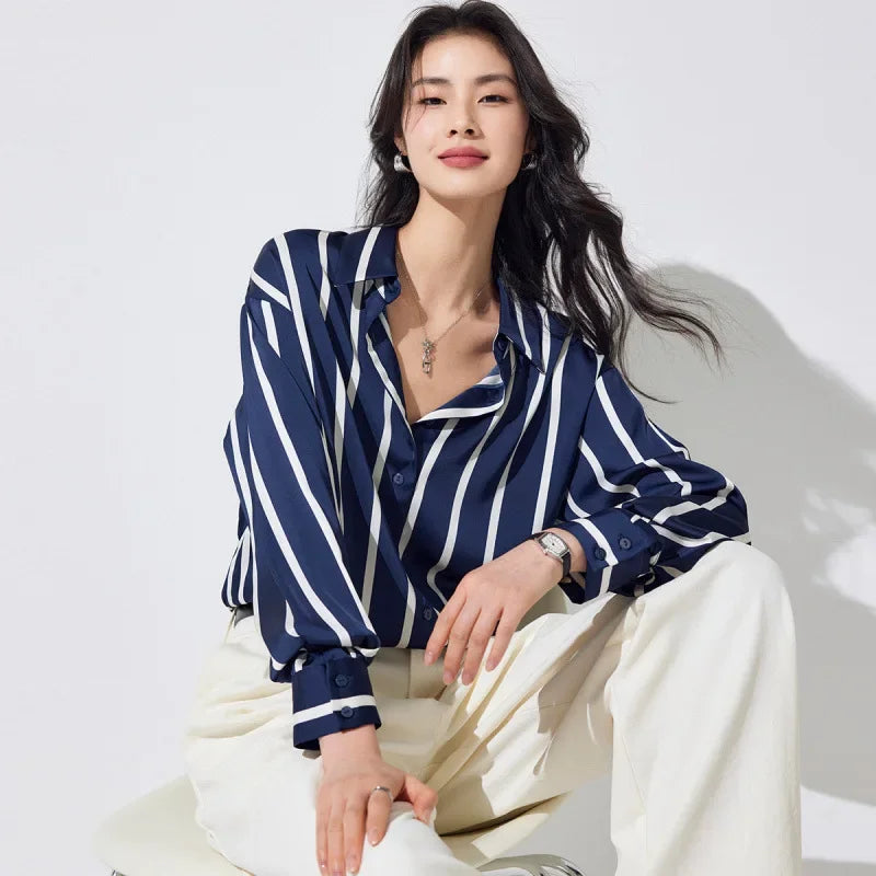 Harper Brooklyn | Satin Blouse | Stripe