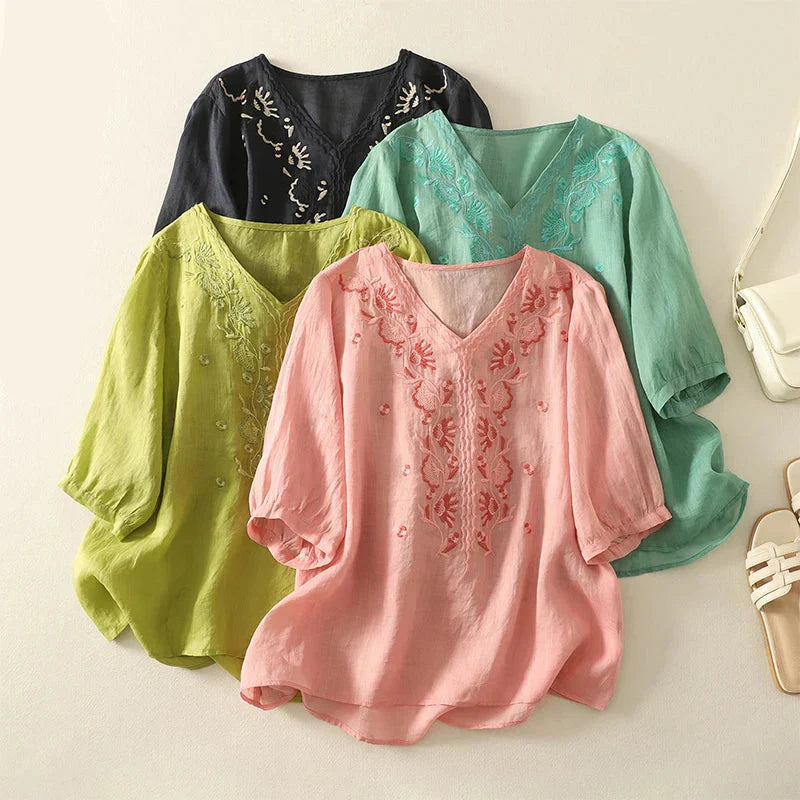 Harper Brooklyn | V-Neck Cotton Blouse