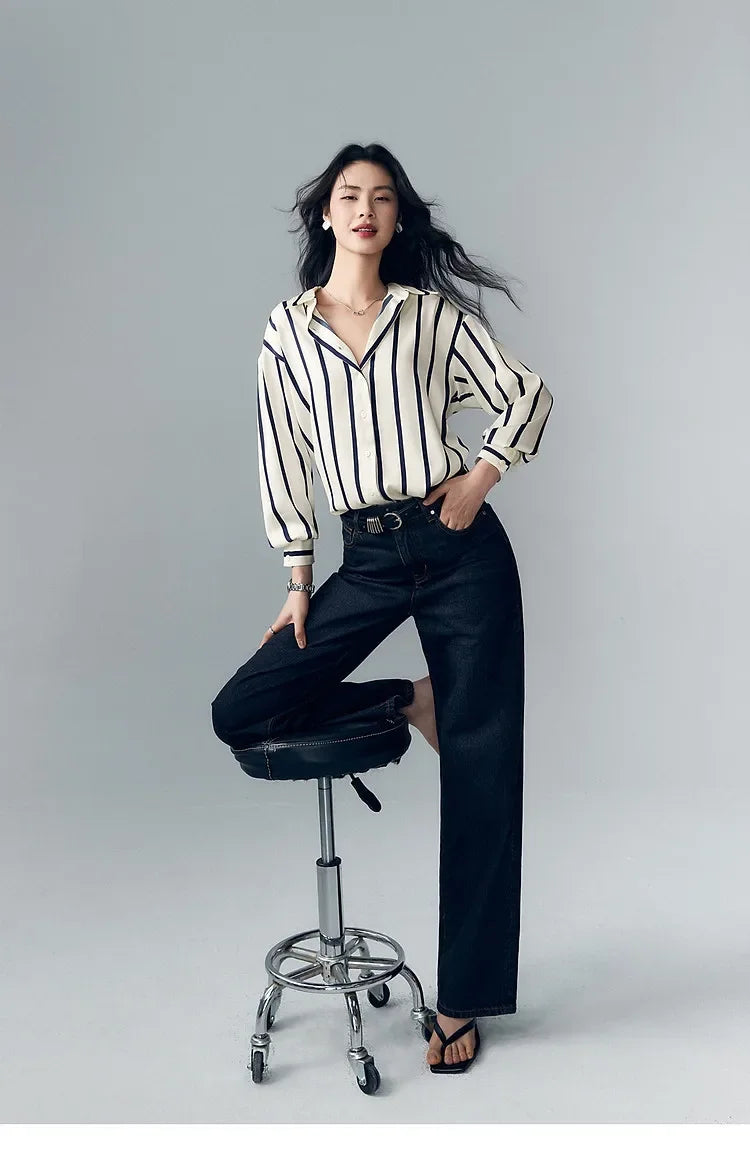 Harper Brooklyn | Satin Blouse | Stripe