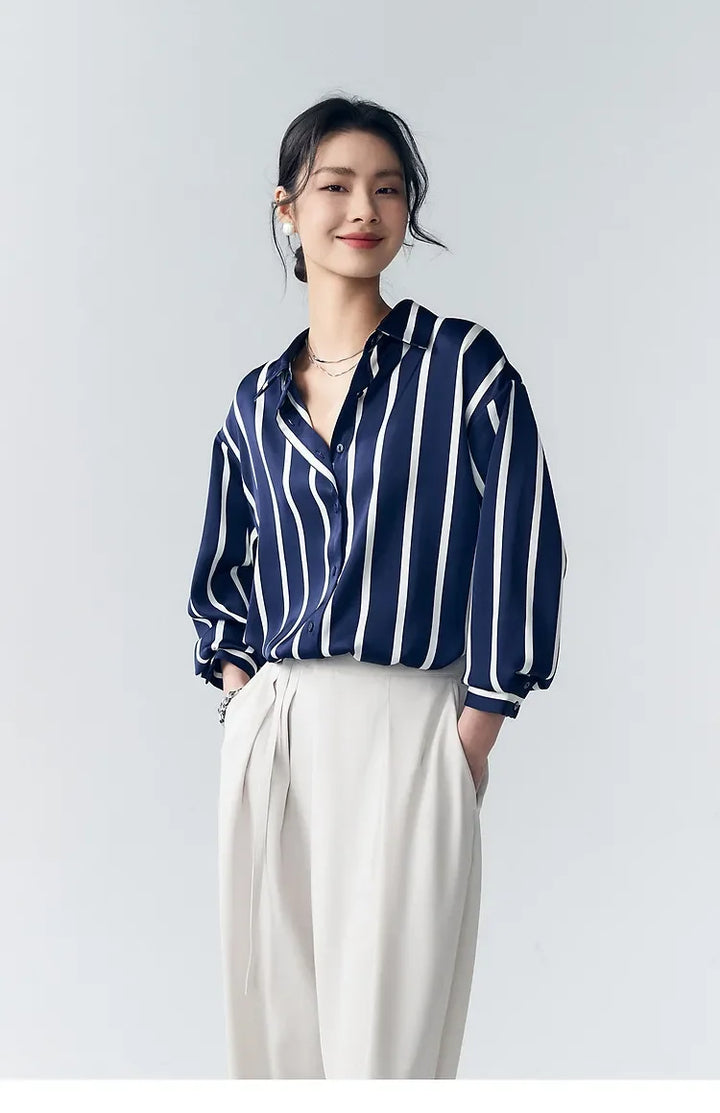 Harper Brooklyn | Satin Blouse | Stripe
