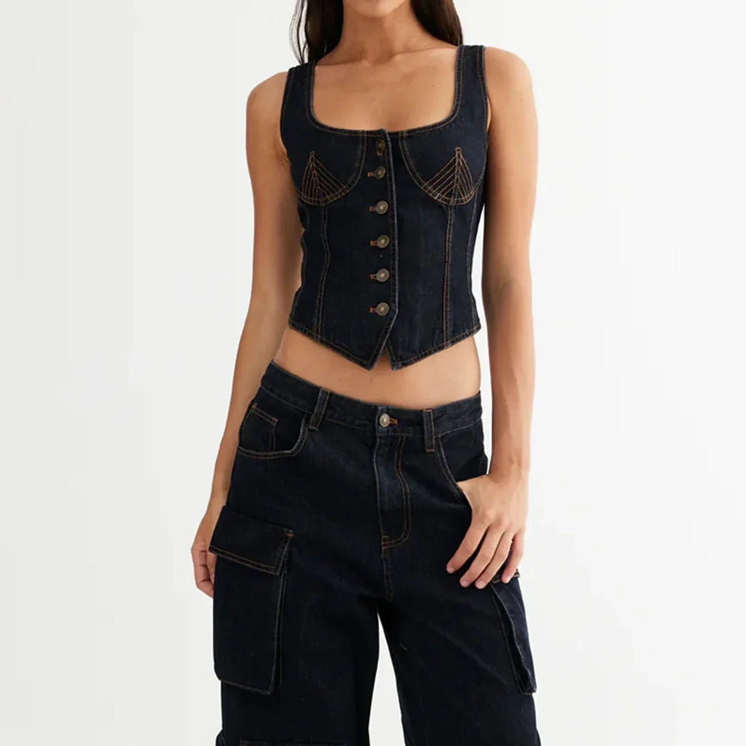 Harper Brooklyn | Denim Vest Top