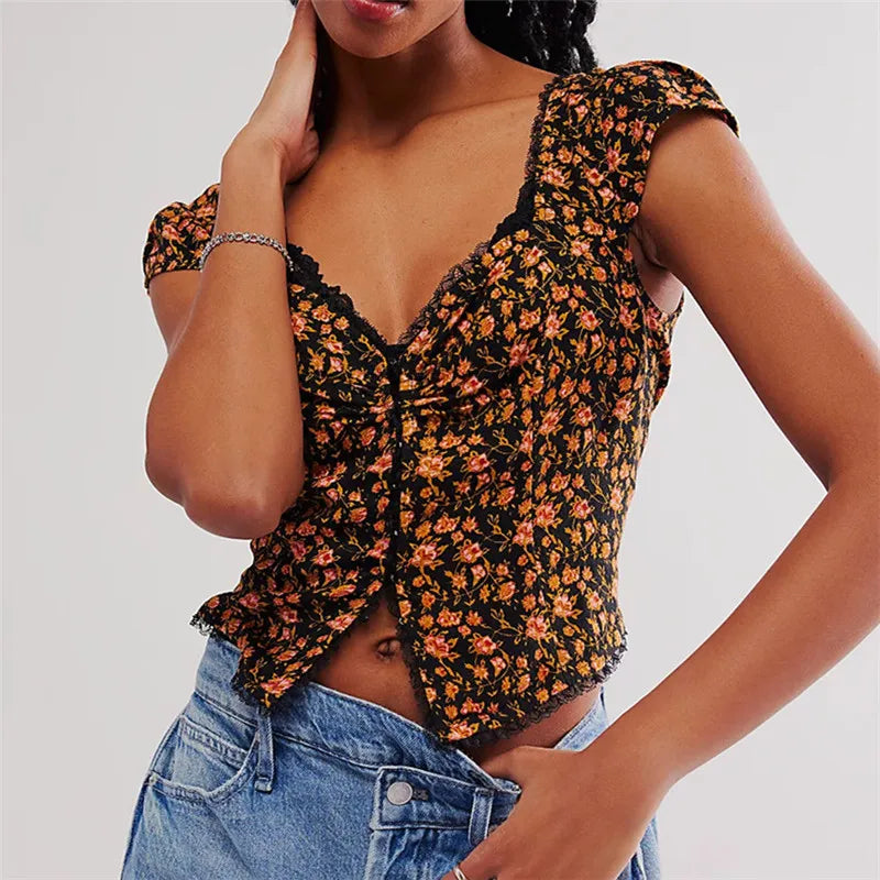Harper Brooklyn | Crop Top - Floral, Ruched