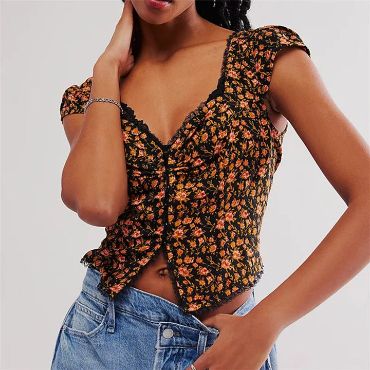 Harper Brooklyn | Crop Top - Floral, Ruched