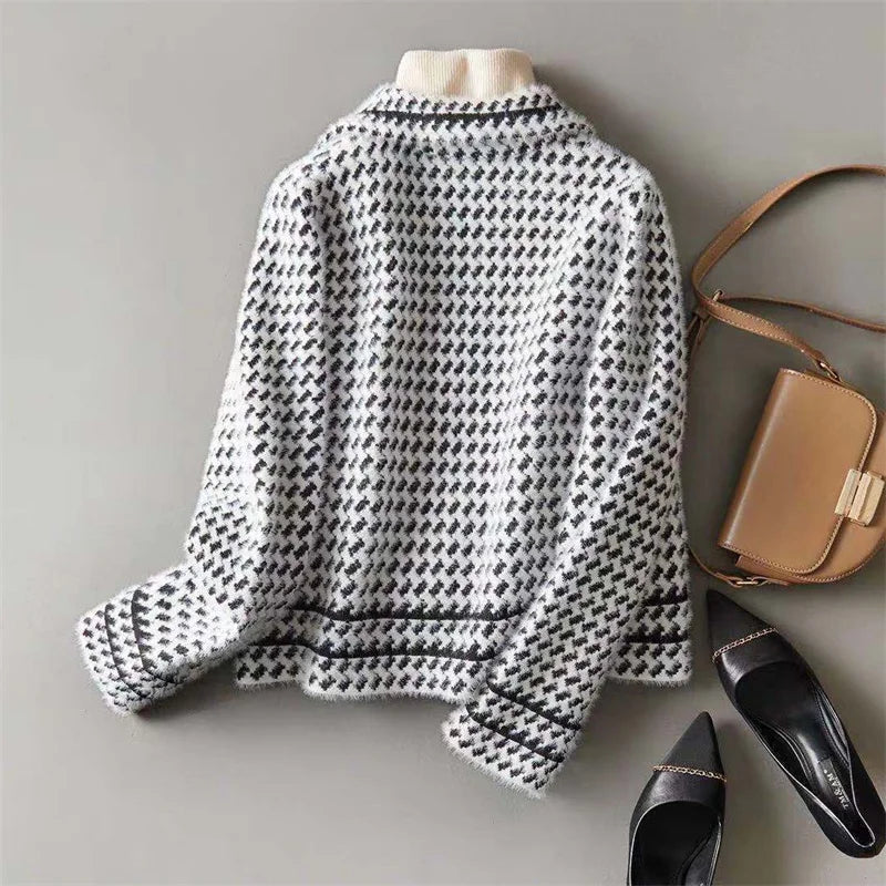 Harper Brooklyn | Houndstooth Knit Jacket