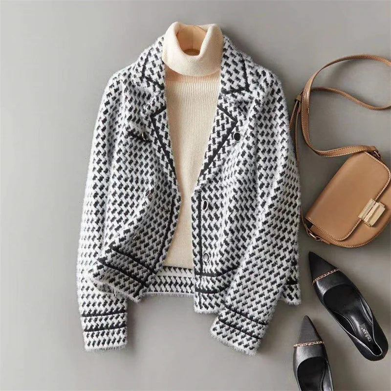 Harper Brooklyn | Houndstooth Knit Jacket