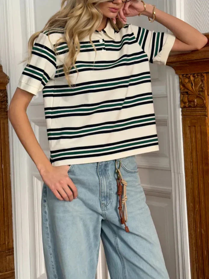 Harper Brooklyn | Stripe Polo Tee